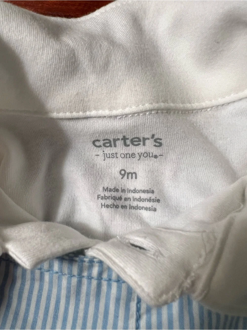 Carter's Light Blue & White Striped Anchor Shortalls with White Polo size 9 NWT